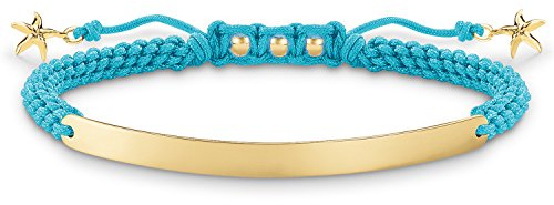 Thomas Sabo Damen-Armband Love Bridge Stern 925 Sterling Silber 750 gelbgold vergoldet Nylon blau Länge von 14.5 bis 21 cm Brücke 5 cm LBA0060-848-1-L21v