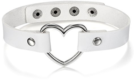 JewelryWe Schmuck Punk Herz Choker Halsband Gothic Leder Halsreif Erstellbare Kragen Halskette Collier Kette schwarz Damen