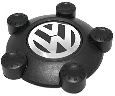 Volkswagen 5N0601169XRW Radzierkappe (1 Stück) Radkappe Zierkappe Stahlfelge, satinschwarz/chromglanz