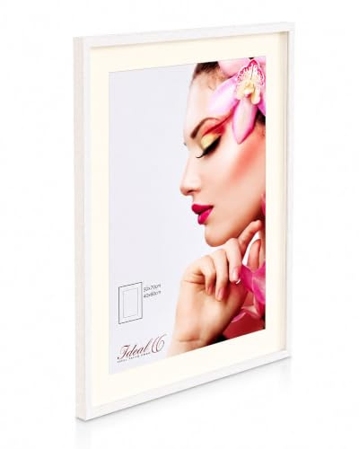 IDEAL TREND 3D Objektrahmen Holz Bilderrahmen Wanddeko Collage Poster Shirt Trikot Rahmen HR: Farbe: Weiß | Format: 50x70