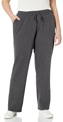 Amazon Essentials Pantalon de Survêtement Droit avec Cordon de Serrage pour Femmes, en Polaire (Disponible en Grande Taille) Femme, Charbon Chiné, M