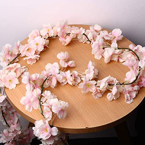 Artificial Silk Cherry Blossom Flowers Hanging Vine Garlands Home Wedding Decorations – Pink