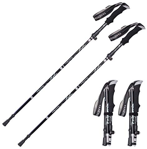 LORYLOLY Trekkingstöcke 1 Paar, 130cm 230g Ultraleichter Robuster Faltbare Wanderstöcke, 2 Pack Anti-Schock Leichte und Einstellbare Walking Stöcke mit Geländegängiges Zubehör