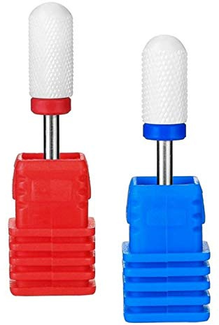 Set di frese in ceramica rossa e blu per tornio per unghie, Punta in ceramica, per manicure, pedicure, smalto semipermanente, cuticole, unghie in acrilico e gel
