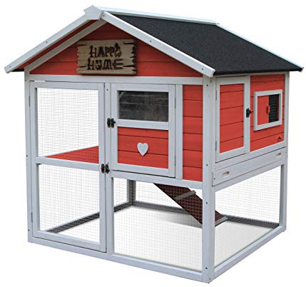 Dehner Nagerheim Happy Home Palazzo mit Freigehege, ca. 108 x 103 x 106 cm, Tannenholz, apricot/weiß/schwarz