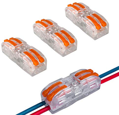 Aiqeer 16 Pezzi SPL-2 Leva-Dado Cavo Connettore, 2 in 2 out Bilaterale Trasparente Conduttore Compatto Connettore, Morsettiera Connettore Molla, Morsettiera Cavo Connettore Rapido