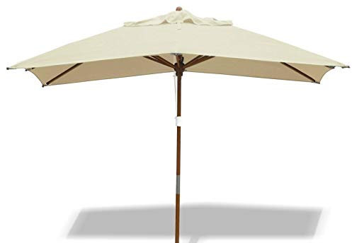 Jati Umbra 3m x 2m Rectangular Garden Parasol with Cover (Natural) - Oblong | Double-Pulley | 2-Part Pole