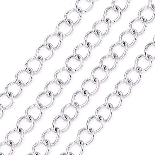 Cheriswely, catena a maglia barbazzale in acciaio inox 304, saldata, 3 x 4 mm, per gioielli, bracciali, collane, artigianato