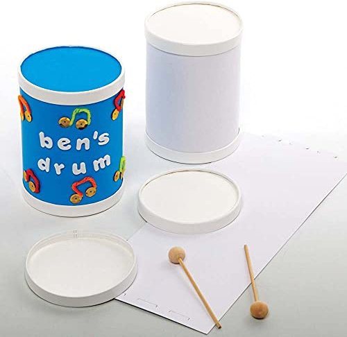 Baker Ross FE624 Kit de mini Tambour - Pack de 3, Ensemble d'arts musicaux et d'artisanat pour enfants Fabriquez vos propres tambours