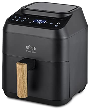 Ufesa AF2850 Fryin' Free Freidora de Aire Sin Aceite, 6 Programas, 1200W, 2.8L, Panel Táctil, Temporizador, Temperatura 80ºC - 200ºC, Sin BPA, Cubeta y Bandeja Anti-Adherentes, Cuerpo/Asa Tacto Frío