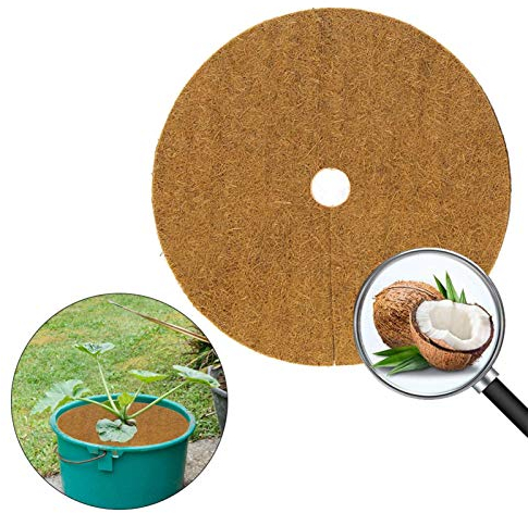 Joyivike 10 Pièces Tapis De Coco Plantes, Disque de Protection Plante, Tapis de Noix de Coco Disque paillis Pot Tapis de Protection des Plantes pour Le Jardin de l'hôtel à la Maison, Biodégradable