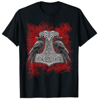 Thor Hammer Odins Raben Wikinger Nordmann Mythologie T-Shirt
