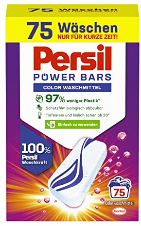 Persil Power Bars Color Waschmittel (75 Waschladungen), Vordosiertes Buntwaschmittel In Nachhaltiger Verpackung, Für Hygienisch Reine Wäsche Bereits Ab 20° C