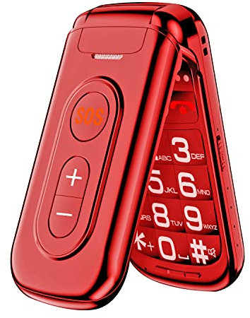 Guwet G936 Big Button Mobile Phone for Elderly, Senior Flip Phone with 2G GSM, SOS Function, 1400mAh Battery, Torch, FM Radio, Dual SIM, Red