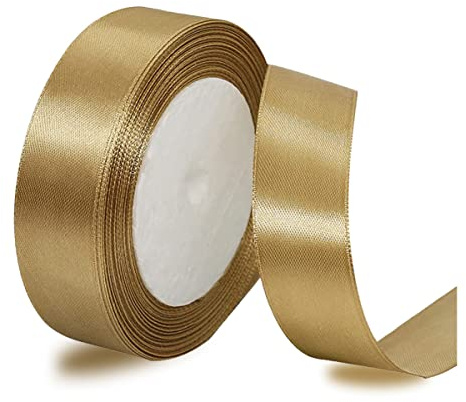 IMSOLDECOR Satinband Champagner Gold 25mm, 23m Geschenkband für Hochzeit | Bänder für Geschenkverpackungen, DIY-Basteleien, Blumensträuße, Nähprojekte, Schleifenherstellung, Geburtstags Dekoration