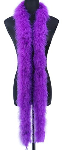 BYNYXI 2 Meter Federstola Federboa, 50g Flauschige Marabu Boa zum Basteln Truthahnfedern Boa Federschal DIY Kuschelige Federboa Damen Mädchen Karneval Kostümzubehör Halloween, Hochzeit, Partydeko