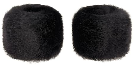 Futrzane Siberian Manschetten - Pulswärmer Damen Fell - Pelz Stulpen Armstulpen (Schwarz Siberian)
