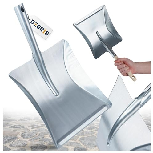 BEGRIS® Universalschaufel verzinkt, Schaufel für Abfälle, Kohle 21x23 cm, Kohlenschaufel für Garage, Heizungsraum, Kehren von Sägemehl, Asche, Unrat