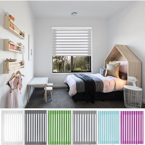 Thermorollo ohne Bohren 80 x 350 cm Hitzeschutz, Sichtschutz Duo Rollo Sonnenschutzrollo inklusive Montagematerial für Fenster & Tür, Weiß