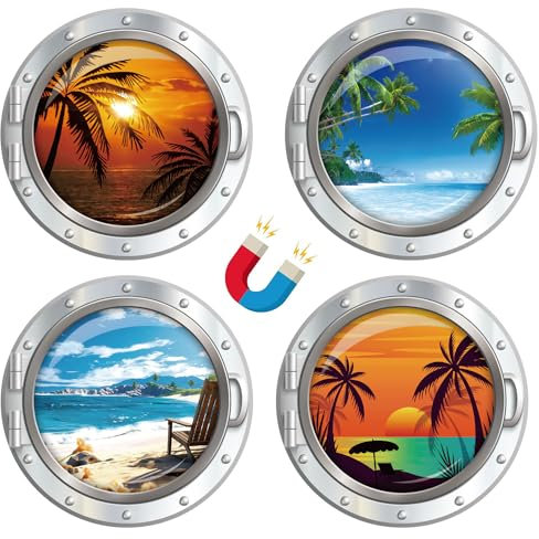 Cosmisun 4 Pcs Porthole Cruise Door Magnets Ship Door Decorations Magnetic