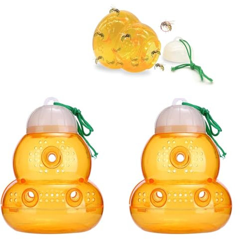 VireEyU Set di 2 trappole per mosche della frutta per interni - Trappole riutilizzabili per mosche della frutta, cattura-mosche, trappole per mosche della frutta per cucina/soggiorno(colore arancione)