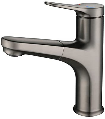 Wasserhahn Bad für Waschbecken Badezimmer Badarmaturen Mischbatterie Waschtischmischer mit Duschkopf Einhebelmischer Spültisch Pistole Grau Armatur für Waschbecken