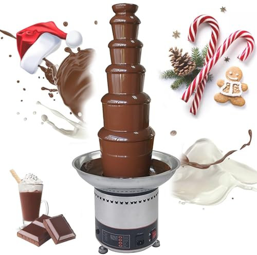 Fontaine à Fondue au Chocolat Fontaine À Chocolat Électrique À 6/7 Niveaux avec Base De Pot De Fusion Chaude, Fondue Au Chocolat Chaud Commerciale for Fruits, Noix, Friandises, Sauce Barbecue, Ranch,