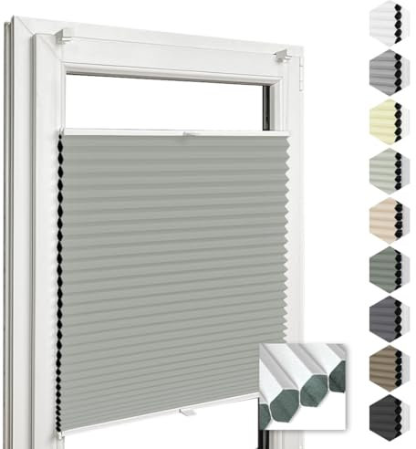 Home-Vision® Premium Doppelplissee Wabenplissee ohne Bohren mit Klemmfix (Weiß-Grau-Grün, B130cm x H120cm) Modern Klemmfix Blickdicht Plissee Sonnenschutz Hitzeschutz Jalousie für Fenster Thermo