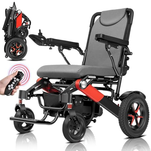 Bueuwe Faltbarer Elektrischer Rollstuhl, 700W Motor, Lithiumbatterie 24V, 25-45 km Reichweite, Tragfähigkeit 150 kg, Kompakter E-Rollstuhl für Senioren, Behinderte und Mobilitätseingeschränkte,13.2A