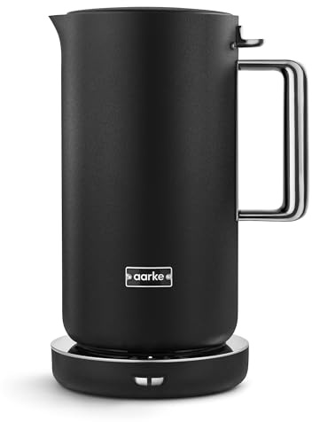 Aarke Kettle 1.2L Matte Black – Variable Temperature Settings, 360° Swivel Base, Quiet Boil, Non-Drip Spout