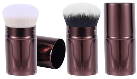 Gosknor 2 Stück Reise-Kabuki-Rougepinsel fürs Gesicht, Einziehbarer Make-up-Pinsel Tragbar Wischwerkzeug für Foundation und Sonnenschutz Kosmetikbedarf zum Verblenden von Flüssigkeit Rouge Geschenk