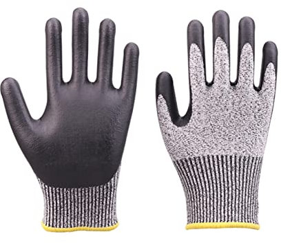 QZCX Schnittschutzhandschuhe, Schnittfeste Handschuhe Dicke Level 5 Schnittschutz-Angelhandschuhe Rutschfeste Nitril-Arbeitshandschuhe,für Fleischschneiden, Holzschnitzen und mehr(L)