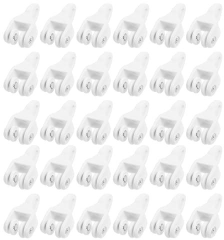 Rodillos de riel para cortinas, 30 ganchos para cortinas, clips resistentes al óxido, rodillo resistente para cenador, dormitorios, ventanas de caravanas