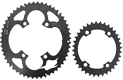 SHUNMIN Kettenblatt Rennrad 110bcd 4 Schrauben ovales rundes Doppelkettenblatt 52t 36t 52/36 FahrradkettenbläTter(Oval 52-36T)