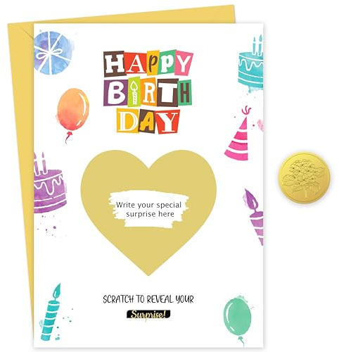 Happy Birthday Scratch Card Reveal | Personalised Scratchable Card with Scratch-off Sticker to Unveil a Surprise Gift | Birthday Scratch Card Gift Reveal | Funny Greeting Card - Made in the UK