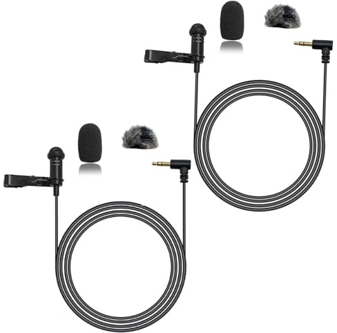 NewTH Lavalier-Ansteckmikrofon, omnidirektional, Kondensator, kabelgebunden, Lav-Mikrofon für DJI Mic 2, für Rode Wireless GO 2 / II Transmitter (2 Stück, 90 Grad 3,5 mm TRS-Stecker für DJI für Rode)