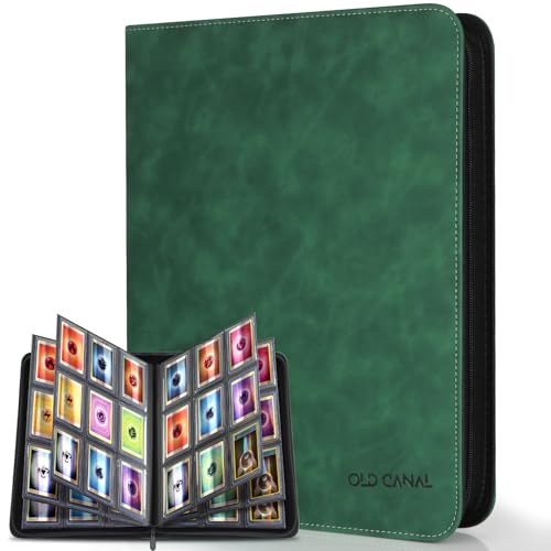 Old Canal Top Loader Card Binder, Raccoglitore Cartes da 9 Tasche, Contiene Fino 252 Top Loaders, Album Porta Carte per MTG, Compatible con Varie Carte da Collezione, Verde Scuro (Solo per Top Loader)