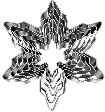 Septe 5 Piece Stainless Steel Cookie Cutter Set,Snowflake Cookie Cutters Baking Mold,Fondant Decorations Mold for Winter Holiday