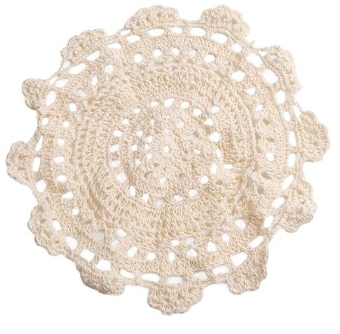 ZWEquipint Napperon rond fait à la main en dentelle et coton - Décoration pour la maison ou la salle à manger - Style rétro pastoral (25 cm)