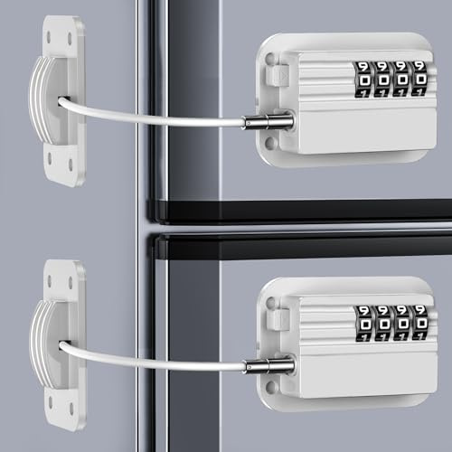 Candado Nevera con Contraseña Cambiable, Cerradura Frigorifico para Niños y Bebés, Cierre Puerta de Seguridad para, Armario, Puertas de Gabinetes, Cajones y Bloqueo de Ventanas (Blanco-2 Pieza)