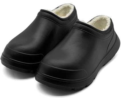 sharllen Chef Shoes Women Men Fur Lined Kitchen/Garden/Nursing Shoes Non-Slip/Oil-Resistant/Waterproof/Lightweight EVA Work Shoes Black(Black 245)