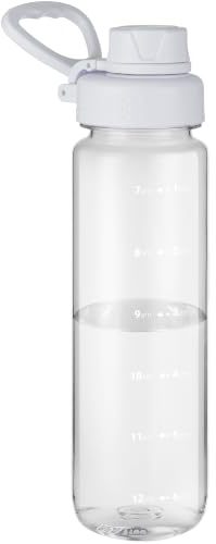 OLDLEY 1L/32oz Water Bottle BPA Free Tritan 1 Litre Clear Water Bottle with Screw Lid & Carry Loop Reusable Leakproof Drinking Bottle for Sports, Gym, School, Outdoor (Transparent)