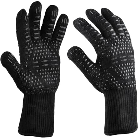 VILLCASE 2 piezas Guantes de Cocina Resistentes al Calor de con Aislamiento Térmico Antideslizantes para Barbacoa Horno Chimenea Seguridad Trabajo