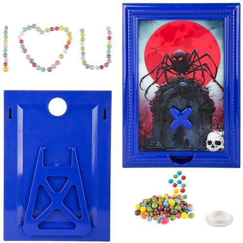 Artévita Bilderrahmen Süßigkeitenspender - Wandmontierter oder Tisch-Ständer Candy Dispenser Automat für Home Office, Dekorative Süßigkeiten Spender mit Schneller Verteilung (Spinne, Blau)