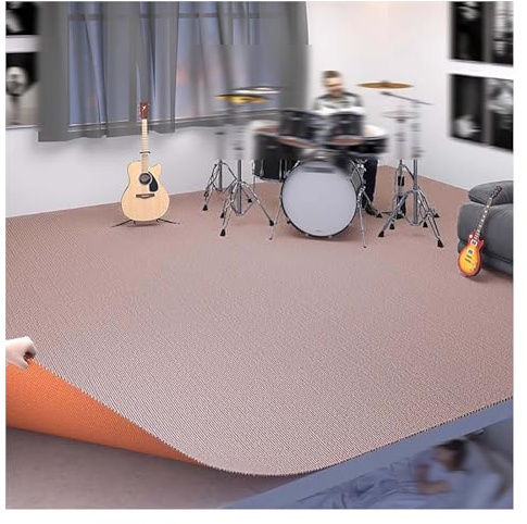 Thickened Soundproof Floor Mat, Shock-Absorbing Drum Set Piano Indoor Non-Slip Carpet(Beige Brown,100x100cm/39.4x39.4in)