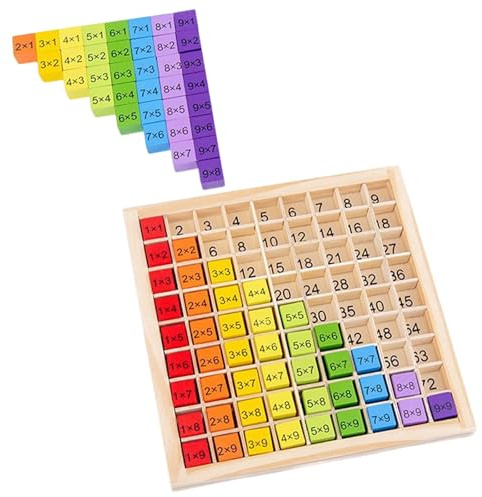 1x1 Lernen Spiel Holz 81 Multiplikationsbrett Mathematik Lernspielzeug | Montessori 1x1 Lernen Spiel Multiplikationslehrmittel für Die Frühkindliche Bildung für Kinder AB 6 Jahren (Buntes)