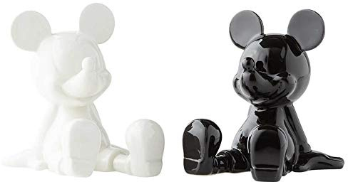 Enesco Disney Ceramics Salz- und Pfefferstreuer Mickey Mouse, sitzend, 8,9 cm, Schwarz und Weiß