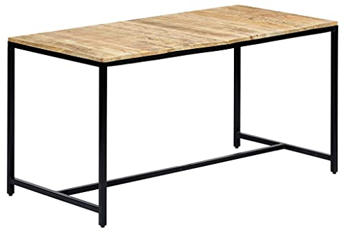 vidaXL Raues Mangoholz Massiv Esstisch Industrial Küchentisch Esszimmertisch Holztisch Tisch Massivholztisch Speisetisch 140x70x75cm Eisenbeine