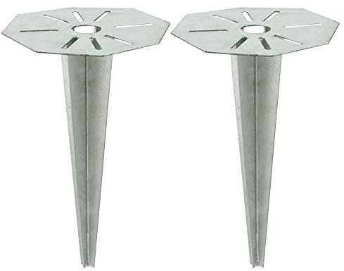 Britalia 2 Pack - Zinc Plated Ground Spike for Post Lighting & Pedestal Lights | Height 300mm x Diameter 185mm | Easy Installation | Garden & Patio Areas