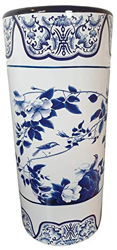 Mandarin Arts Umbrella Stand/Stick Holder - Oriental Ceramic - Rambling Rose Pattern